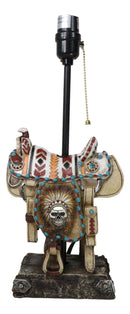 Southwestern Navajo Indian Chief Skull Headdress Cowboy Horse Saddle Table Lamp