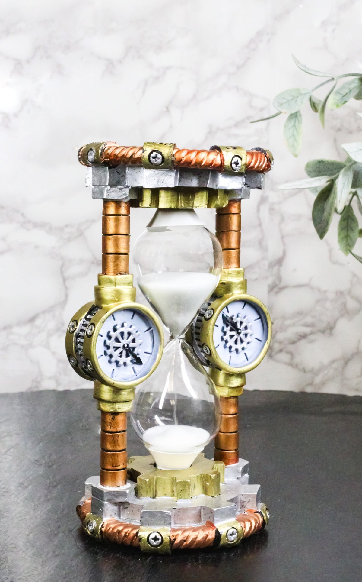 Ebros Gift Steampunk Sand Timer with Clockwork Gear & Pipe Design Figurine