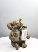 Safari Jungle Wildlife Whimsical Elephant Figurine Salt & Pepper Shakers Holder