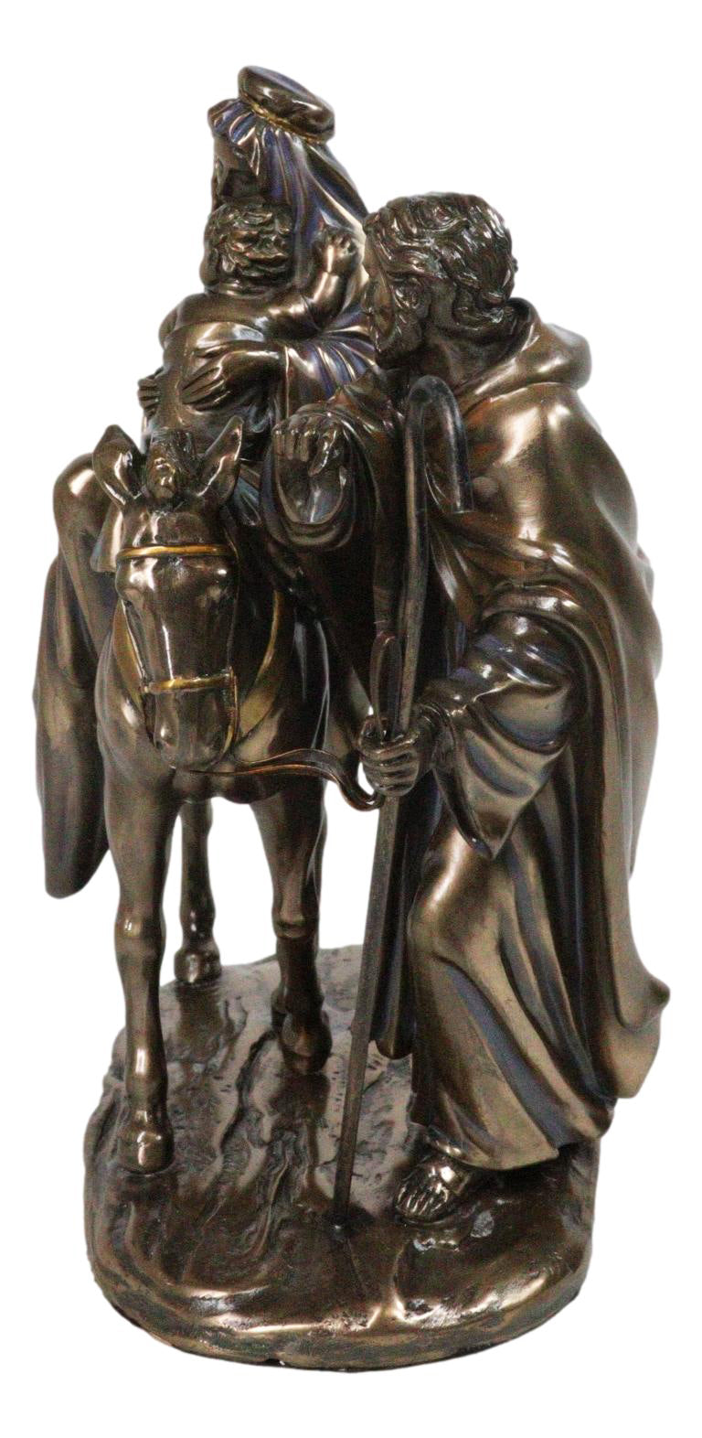 Flight to Egypt Holy Family Mary Joseph and Jesus On Donkey Figurine 9"H