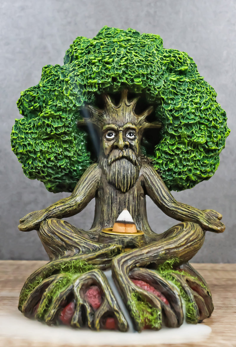 Forest Greenman Tree Man Ent Meditating Backflow Incense Cone Burner Figurine
