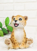 Whimsical Animal Kingdom Leopard Cub Seated With Big Smile Figurine