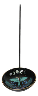Wicca Witchcraft Dark Forest Phases of The Moon Luna Moth Round Incense Holder