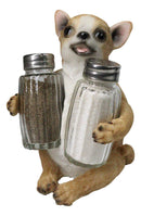 Cute Chihuahua Dog Salt and Pepper Glass Shakers Holder Kitchen Figurine