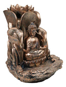 Meditating Buddha Gautama Sitting On Lotus Padma Backflow Cone Incense Burner