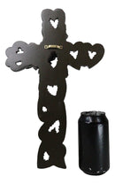 Rustic Western Blooming Flowers Garland With Hearts Decorative Wall Cross