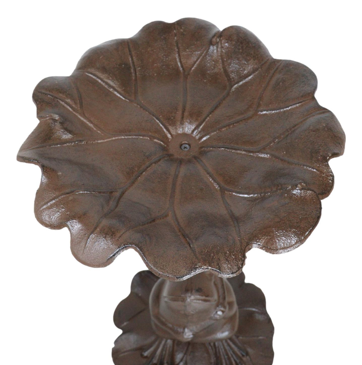 Cast Iron Toad Frog On Waterlily Lily Pad Leaf Bird Feeder Bath Garden Statue
