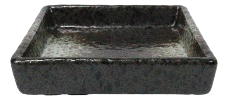 Set Of 6 Charcoal Grey Tone Hakumu Art Ceramic Square Condiment Sauce Dishes 2oz