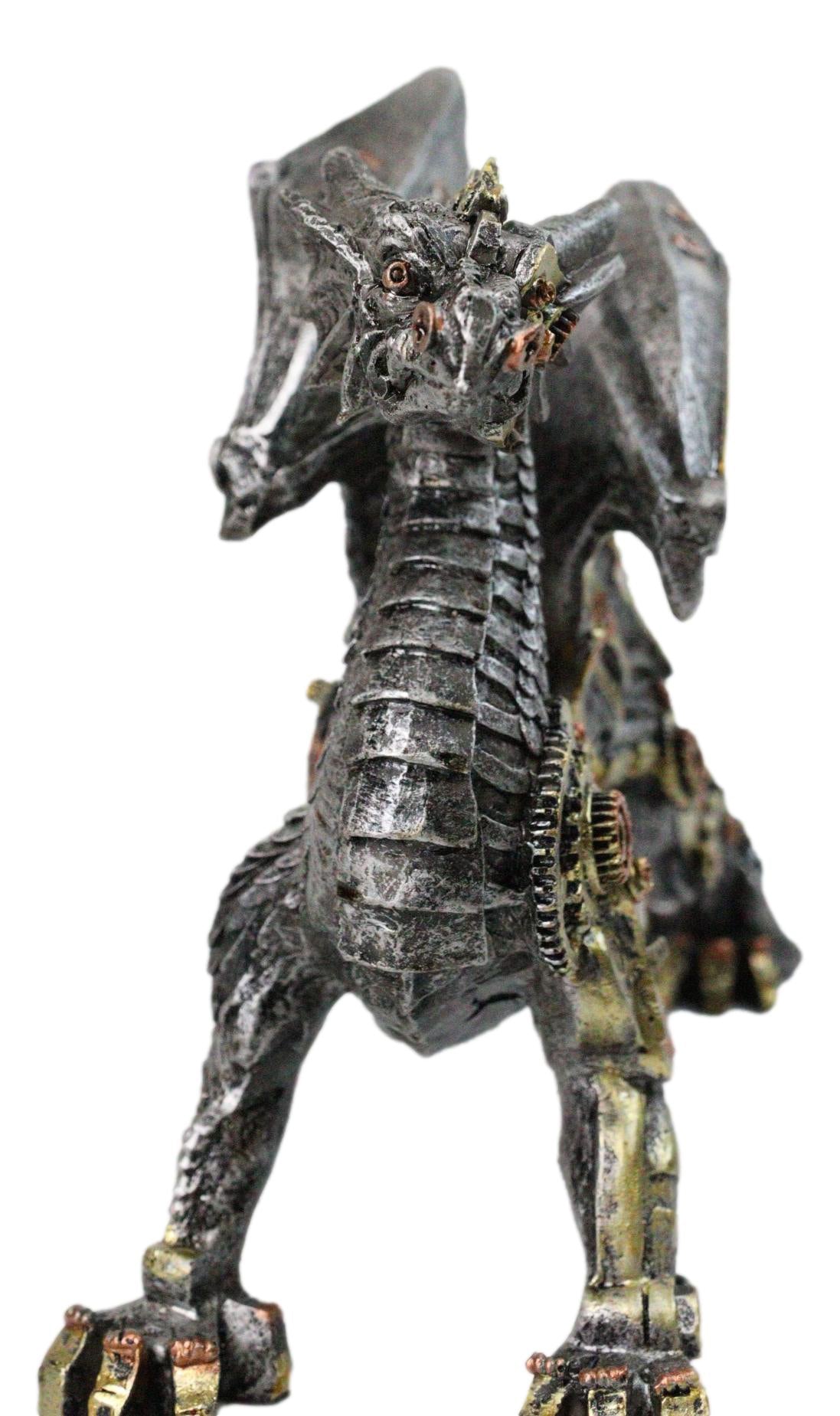 Steampunk Dragon Mechanical Cyborg Robot Sculpture Gears & Clockwork Details
