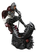 Saint George Roman Crusader Knight Killing Dragon With Sword Figurine 8.5"H