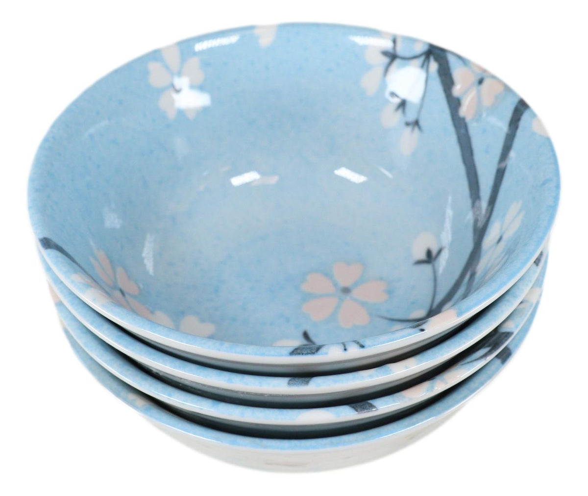 Made In Japan Cherry Blossoms Soup Rice Pasta Salad Cereal Bowls 6"D 16oz Set 4