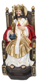 Christian Decor Crowned Christ The King Sitting On The Throne Sculpture 7.75" H