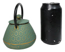 Green And Gold Chrysanthemum Textured Petite Cast Iron Teapot 10oz Tea Pot