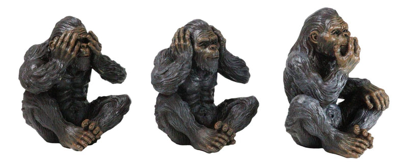 Forest Mythical See Hear Speak No Evil Sasquatch Big Foot Cryptid Apes Figurines