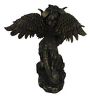 Faux Bronze Greek Guardian Winged Lion Chimera Gargoyle With Goat Horns Figurine