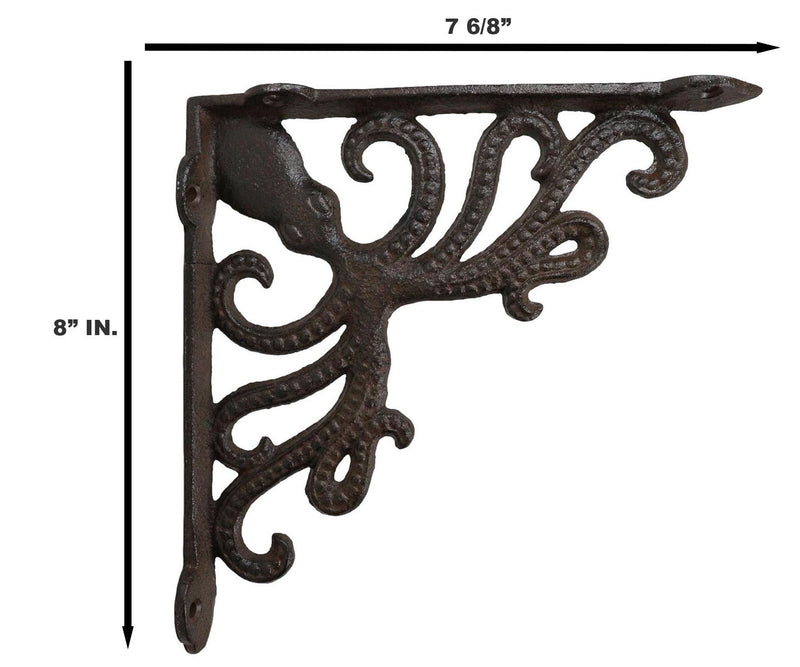 Set Of 2 Nautical Marine Kraken Monster Giant Sea Octopus Wall Or Shelf Brackets