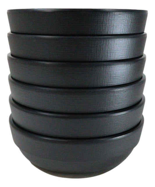 Pack Of 6 Black Silk Melamine Soup Salad Pasta Dessert Shallow Bowls 24oz