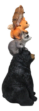 Woodlands Forest Totem Companions Black Bear Raccoon Squirrel Owl Stack Figurine
