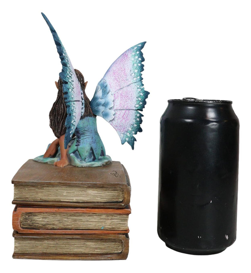 Amy Brown Fantasy Magic Turquoise Ebony Fairy On Books Of Wisdom Figurine