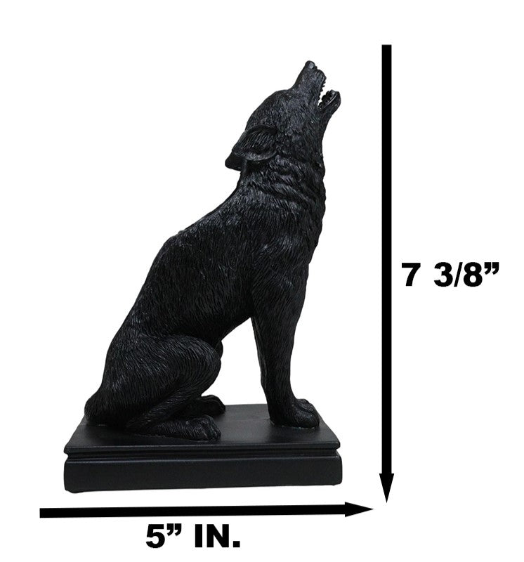 Mystical Wicca Gothic Alpha Gray Wolf Ulula Noctis Candlestick Holder Figurine