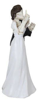 Love Never Dies Skeleton Wedding Couple Bride and Groom Love Hand Sign Figurine