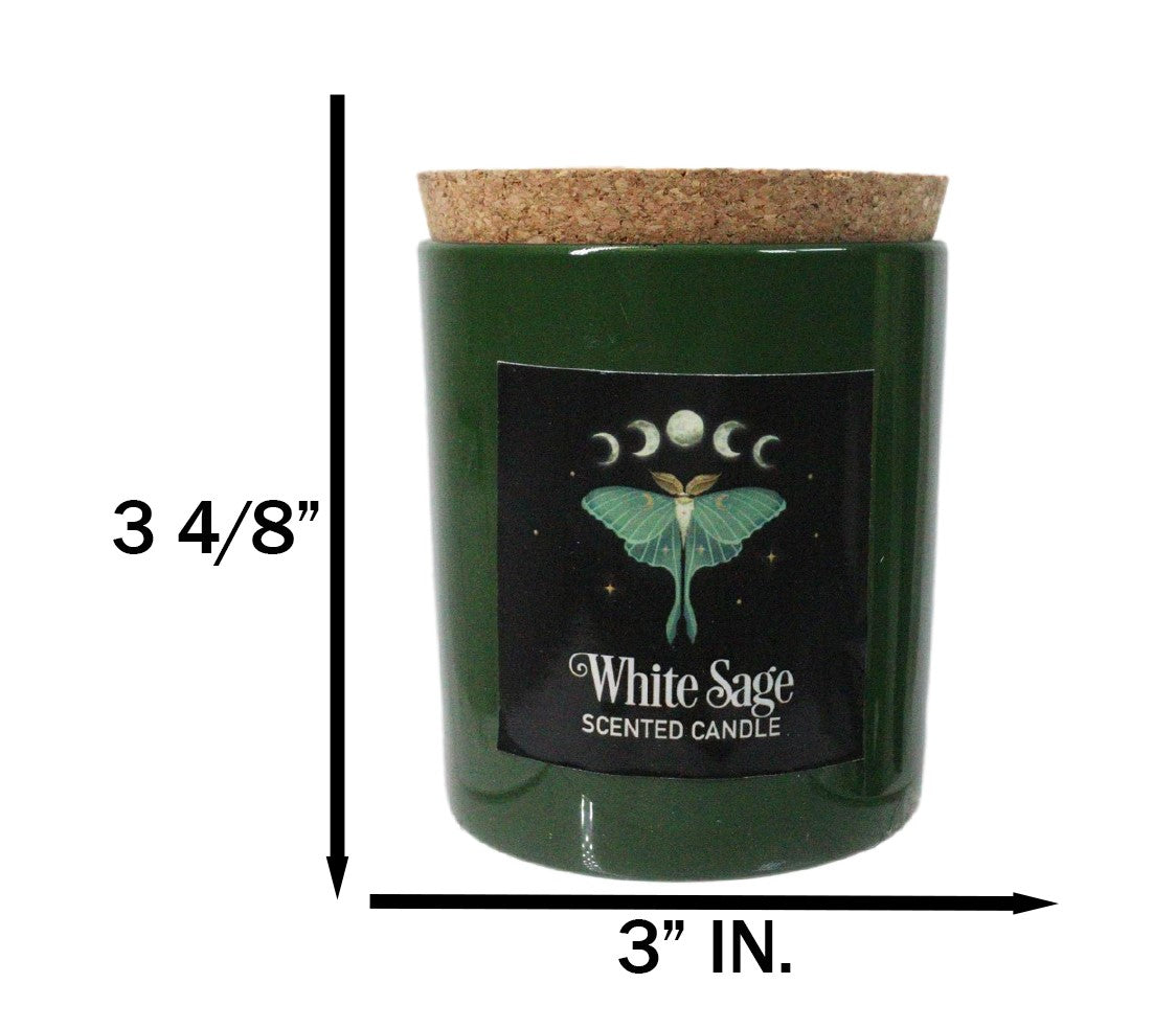 Wicca Dark Forest White Sage Luna Moth Scented Candle With Cork Lid