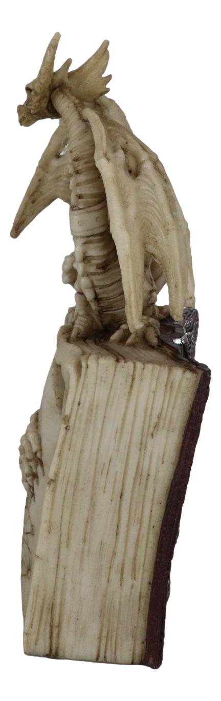 Skeleton Bone Dragon On Spell Book Of The Dead Skull Mummy LED Light Figurine