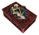 Skeleton Bride and Groom Keepsake Trinket Box with Red Roses Gothic Skull Lovers