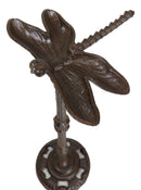 Cast Iron Rustic Cottage Whimsical Garden Dragonfly Bird Feeder Bath Statue