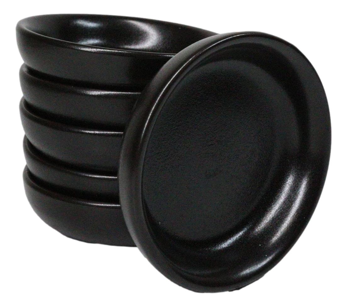 Pack Of 6 Ceramic Kokuyo Black Soy Sauce Oil Condiment Round Dishes Bowls 1.5oz