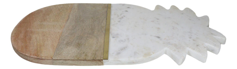 White Marble And Mango Wood Pineapple Cheese Board Cutting Tray With Gold Inlay