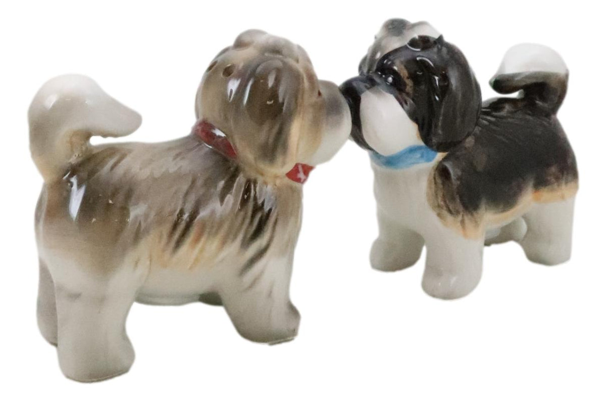 Animated Puppy Dog Shih Tzu Kitchen Salt And Pepper Shakers Ceramic Figurine Set - Ebros Gift
