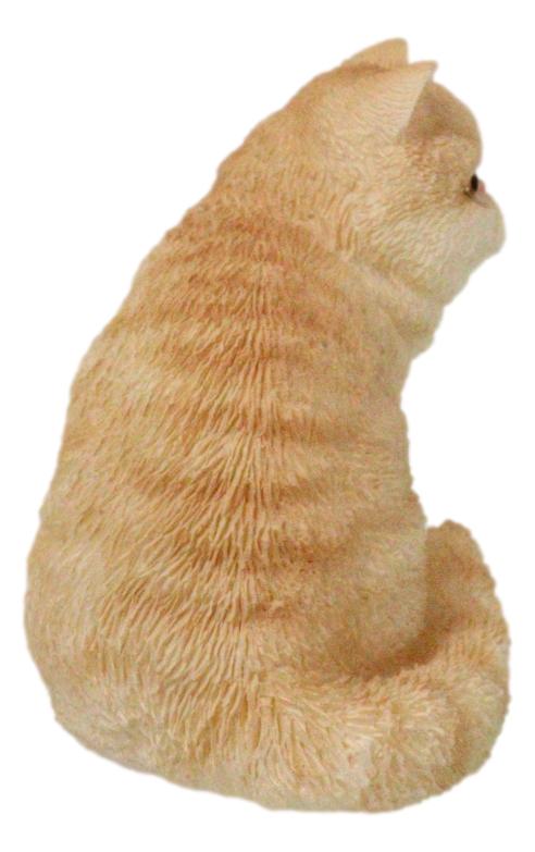 Realistic Feline Orange Tabby Kitty Cat Kitten Sitting Mini Figurine Glass Eyes - Ebros Gift