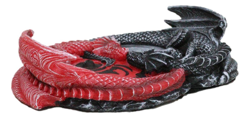 Auspicious Infinity Red And Black Unity Dragons Decorative Incense Burner Holder
