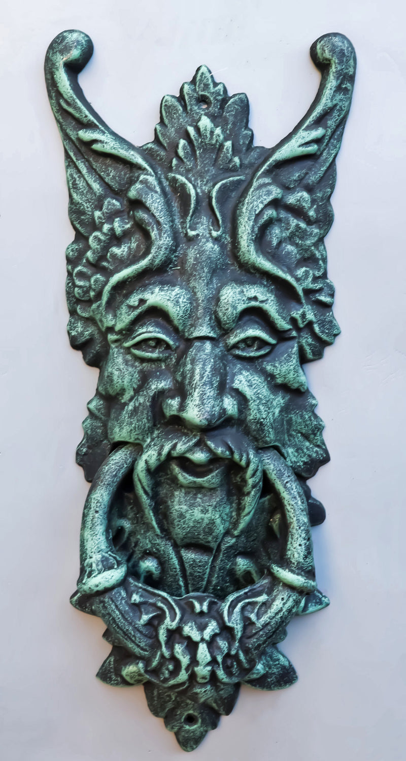 Cast Iron Verdigris Wiccan Celtic Greenman Forest Tree Ent Spirit Door Knocker