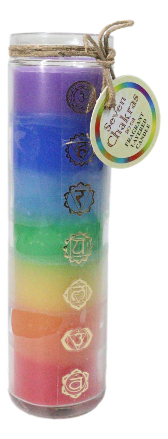 Rainbow 7 Chakra Zones Multi Scent Wicca Mystic Spiritual Tall Tube Candle