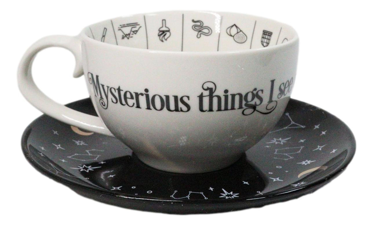 Ebros Fortune Telling Tea Cup and Saucer Set Bone China Tasseography