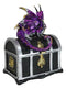 Purple Midnight Dragon Guarding Lion Treasure Chest Small Trinket Box Figurine