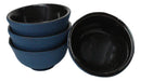 Navy Blue Textured Japanese Tetsubin Style Cast Iron Mini Tea Cups Set of 4