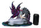 Purple Tribal Fairy Sitting With Midnight Key Lock Dark Unicorn Figurine 14.5"L