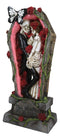 Wedding Bride and Groom Skeletons In Rose Coffin Till Death Do Us Part Figurine