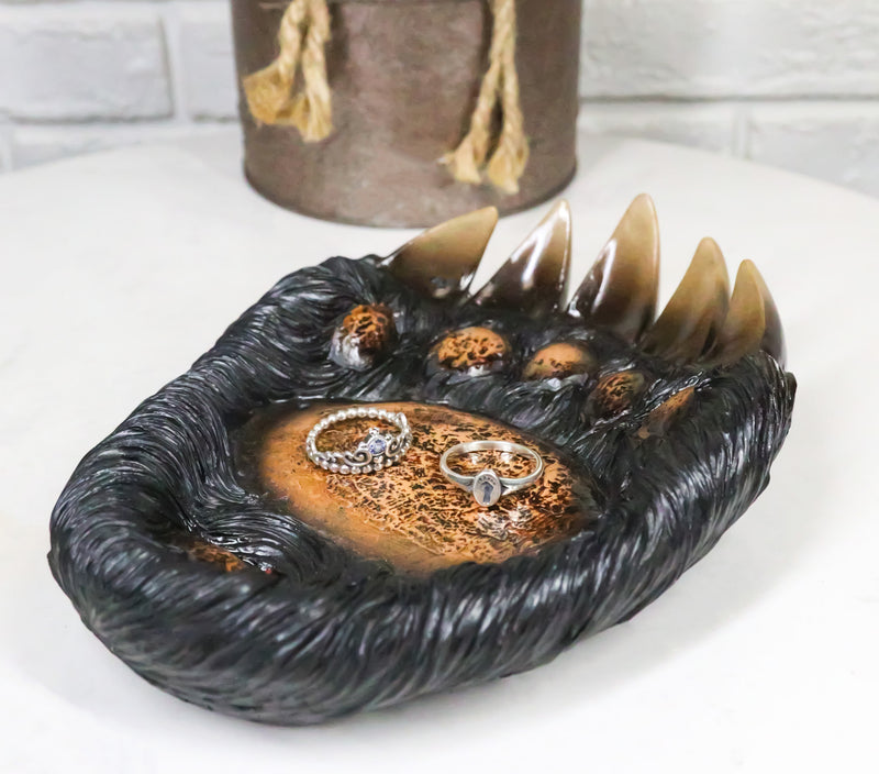 Rustic Western Long Claws Bear Paw Jewelry Trinket Keys Tray Dish Plate Figurine