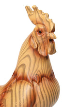 Rustic Farmhouse Rooster Figurine Faux Wood Carved Look Decorative Chicken