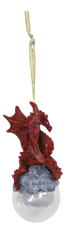 Ruth Thompson Green Tempest Dragon On Pearl Glass Ball Ornament Figurine 5"H