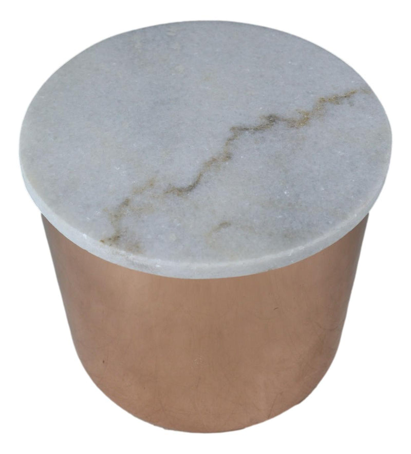 Modern Chic Sleek Copper Plated Storage Canister with Natural Marble Lid 2qt