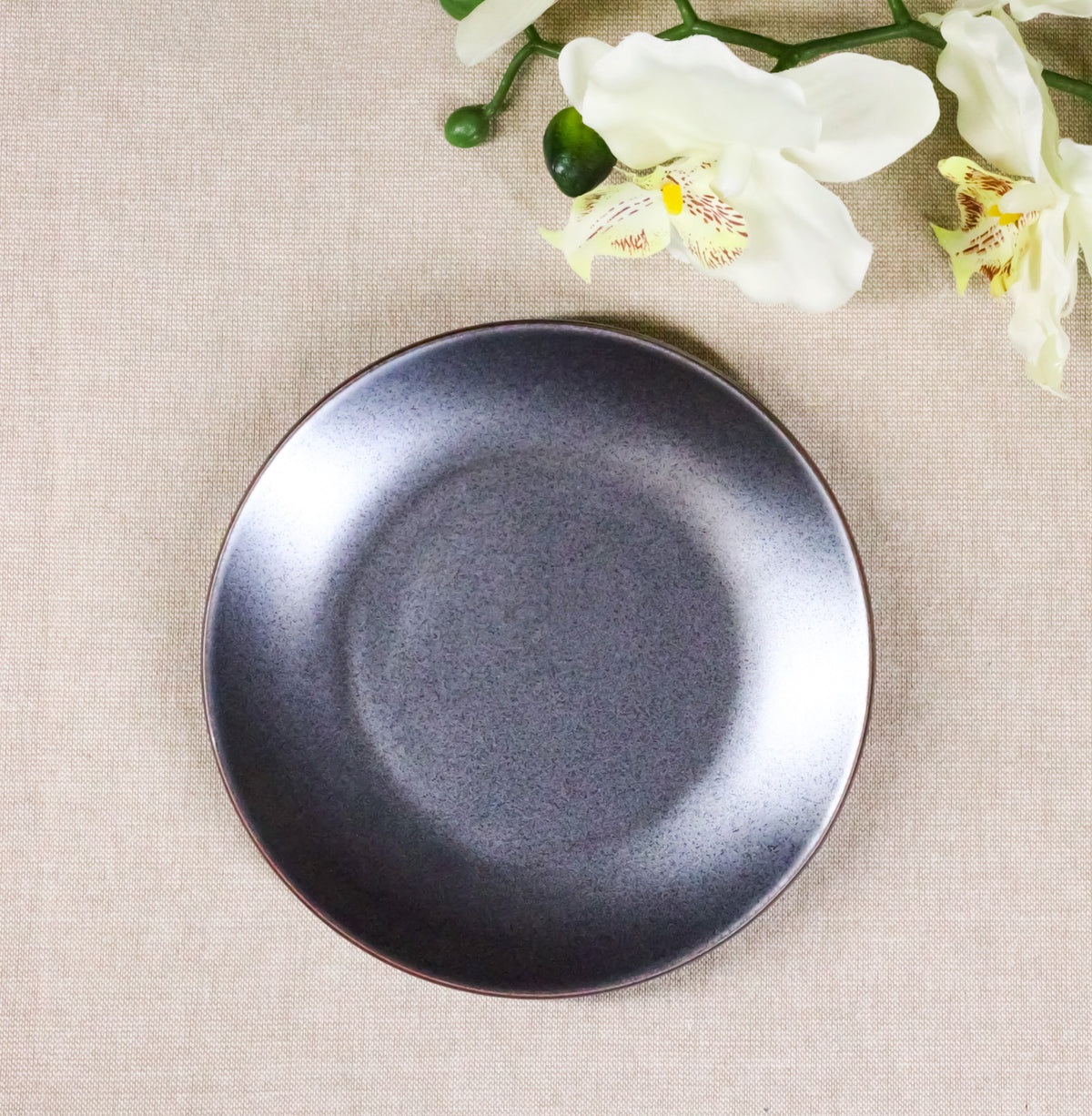Set Of 5 Black Tetsu Kesho Round Appetizer Dessert Salad Ceramic Plates 6"D
