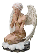 Praying Seraphim Angel With Golden Scrollwork Motif On Her Knees Figurine 6.25"H