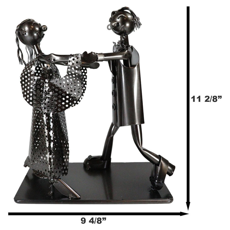 Tango Dancing Lover Couple Hand Made Metal Wine Bottle Holder Caddy Decor