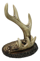 Rustic Buckhorn Stag Deer Antler On Faux Wood Cell Phone Holder Figurine 6"H