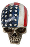 Patriotic US American Flag Star Spangled Banner Biker Skull Figurine 5.75"L